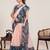 Peach digital print with jari border linan saree with blouse