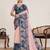 Peach digital print with jari border linan saree with blouse