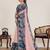 Peach digital print with jari border linan saree with blouse