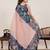 Peach digital print with jari border linan saree with blouse