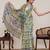 Parrot green digital print with jari border linan saree with blouse