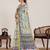 Parrot green digital print with jari border linan saree with blouse