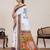White digital print with jari border linan saree with blouse