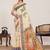 Cream digital print with jari border linan saree with blouse