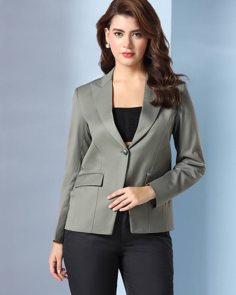 Notched lapel single-breasted blazer