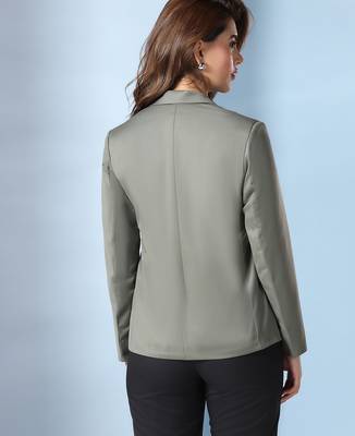 Notched lapel single-breasted blazer 2