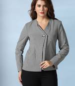 Checked notched lapel single breasted blazer