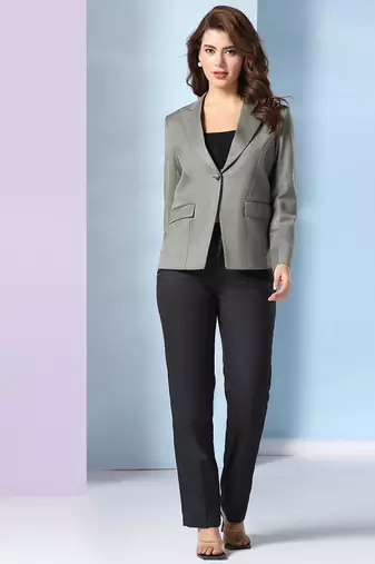 Notched lapel single-breasted blazer