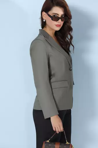 Notched lapel single-breasted blazer