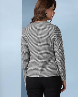 Checked notched lapel single breasted blazer 2