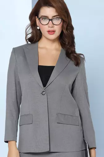 Notched lapel single-breasted blazer