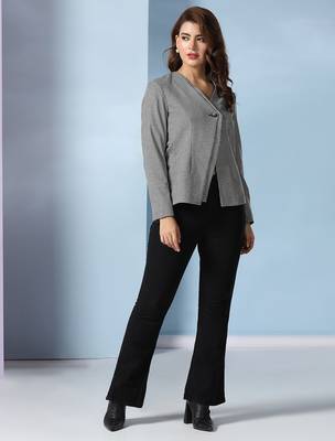 Checked notched lapel single breasted blazer 5