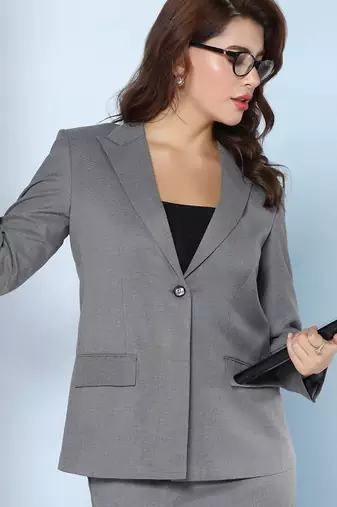 Notched lapel single-breasted blazer