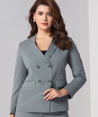 Notch-lapel long sleeves double-breasted blazer 1