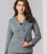 Notch-lapel long sleeves double-breasted blazer