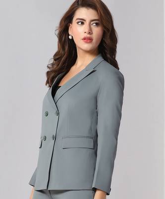 Notch-lapel long sleeves double-breasted blazer 2