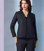 Notched lapel long sleeves front open blazer