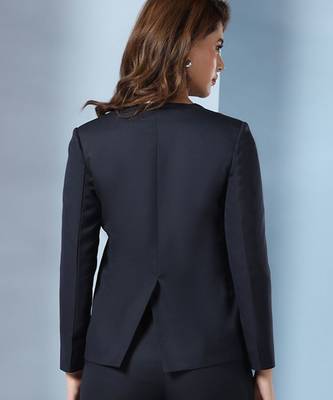 Notched lapel long sleeves front open blazer 2