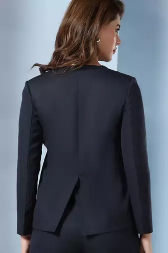 Notched lapel long sleeves front open blazer