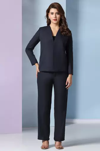Notched lapel long sleeves front open blazer