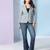 Checked notched lapel single-breasted woolen blazer