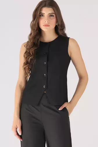 Women black waistcoat