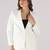 Women white 1 button notched lapel blazer