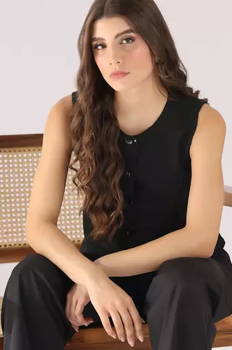 Women black waistcoat