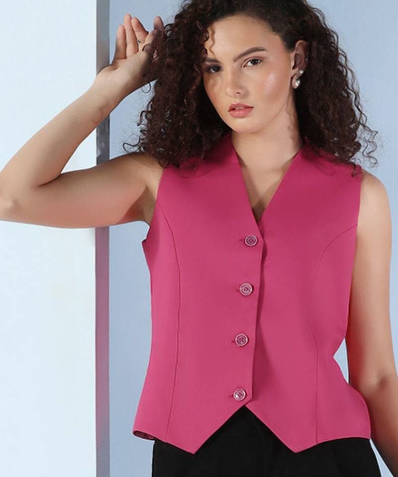 Women hot pink waistcoat