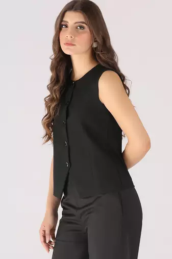 Women black waistcoat