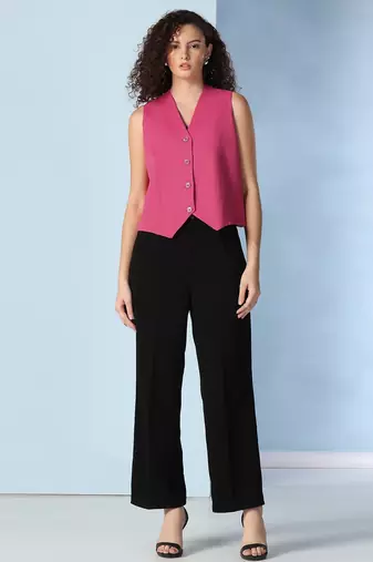 Women hot pink waistcoat