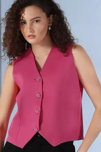 Women hot pink waistcoat