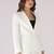 Women white 1 button notched lapel blazer