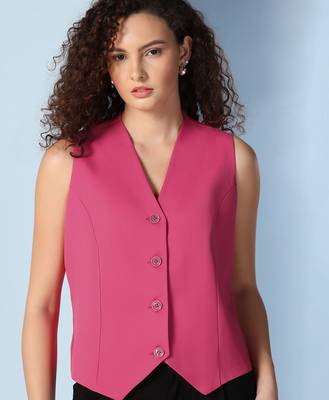 Women hot pink waistcoat 5