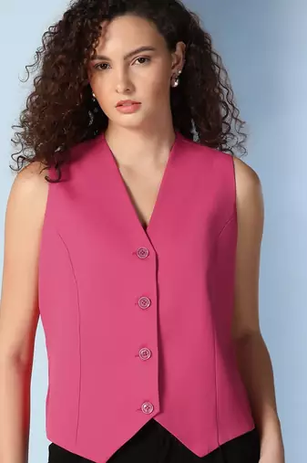 Women hot pink waistcoat