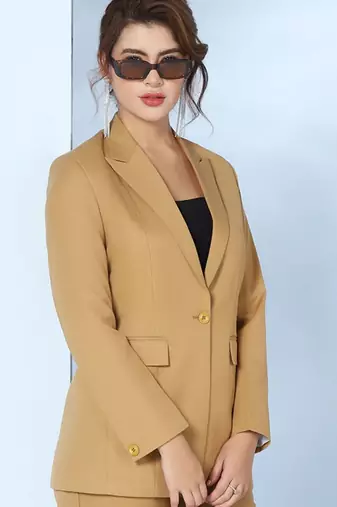 Notched lapel single-breasted blazer
