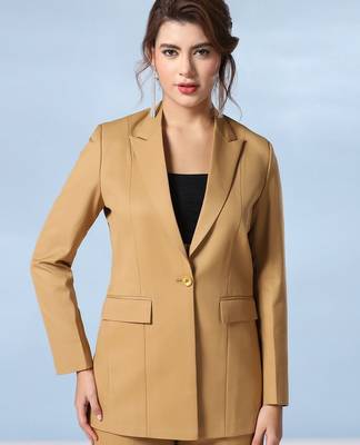 Notched lapel single-breasted blazer 2