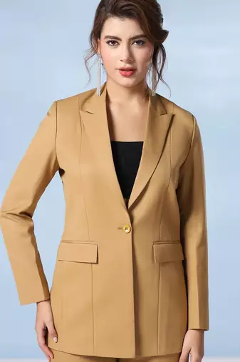 Notched lapel single-breasted blazer