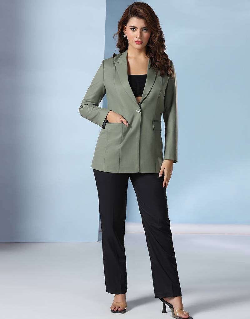 Notch-lapel long sleeves single-breasted blazers