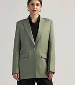 Single breasted notched collar longline blazer