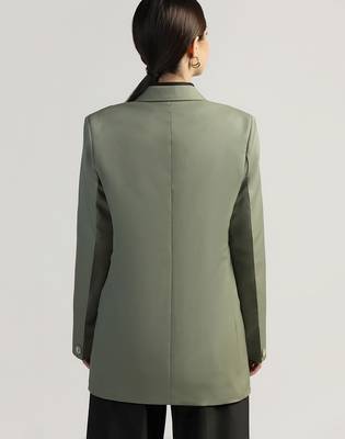 Single breasted notched collar longline blazer 2