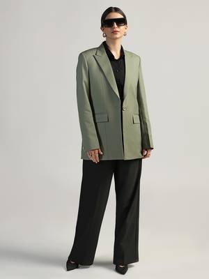 Single breasted notched collar longline blazer 3