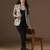 Women brown checks beige blazer