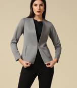Women grey single breasted blazer