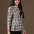 Women brown checks beige blazer