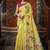 Yellow khadi cotton with natural texture jhallar festive wear saree