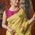 Yellow khadi cotton with natural texture jhallar festive wear saree