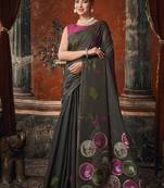 Black khadi cotton with natural texture jhallar festive wear saree