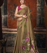 Chiku khadi cotton with natural texture jhallar festive wear saree