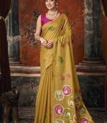 Mustard khadi cotton with natural texture jhallar festive wear saree